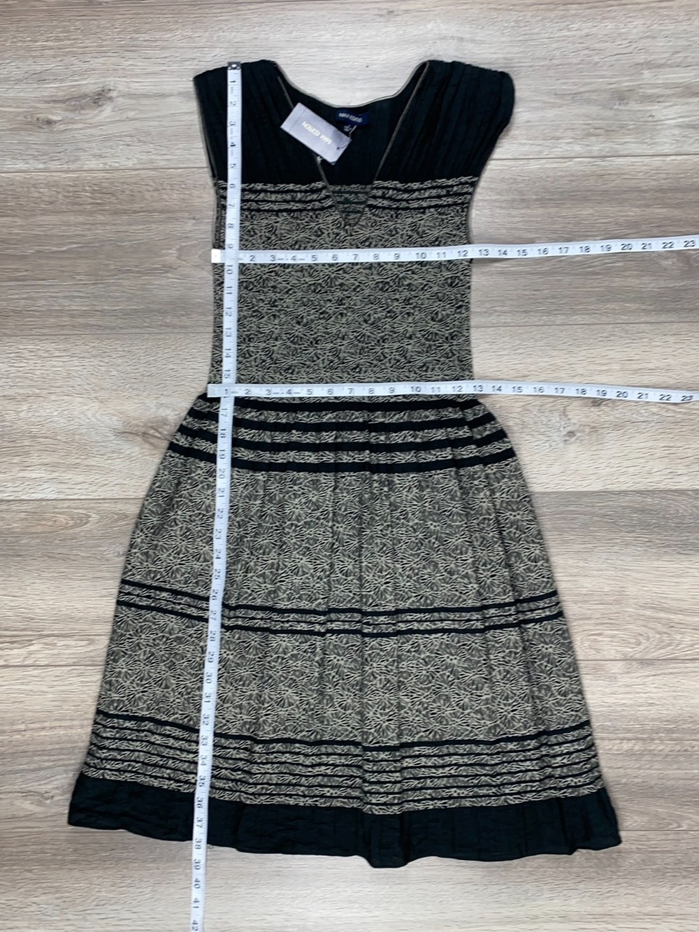 Max Edition Sleeveless Striped Dress Large Black Tan - Picture 6 of 12